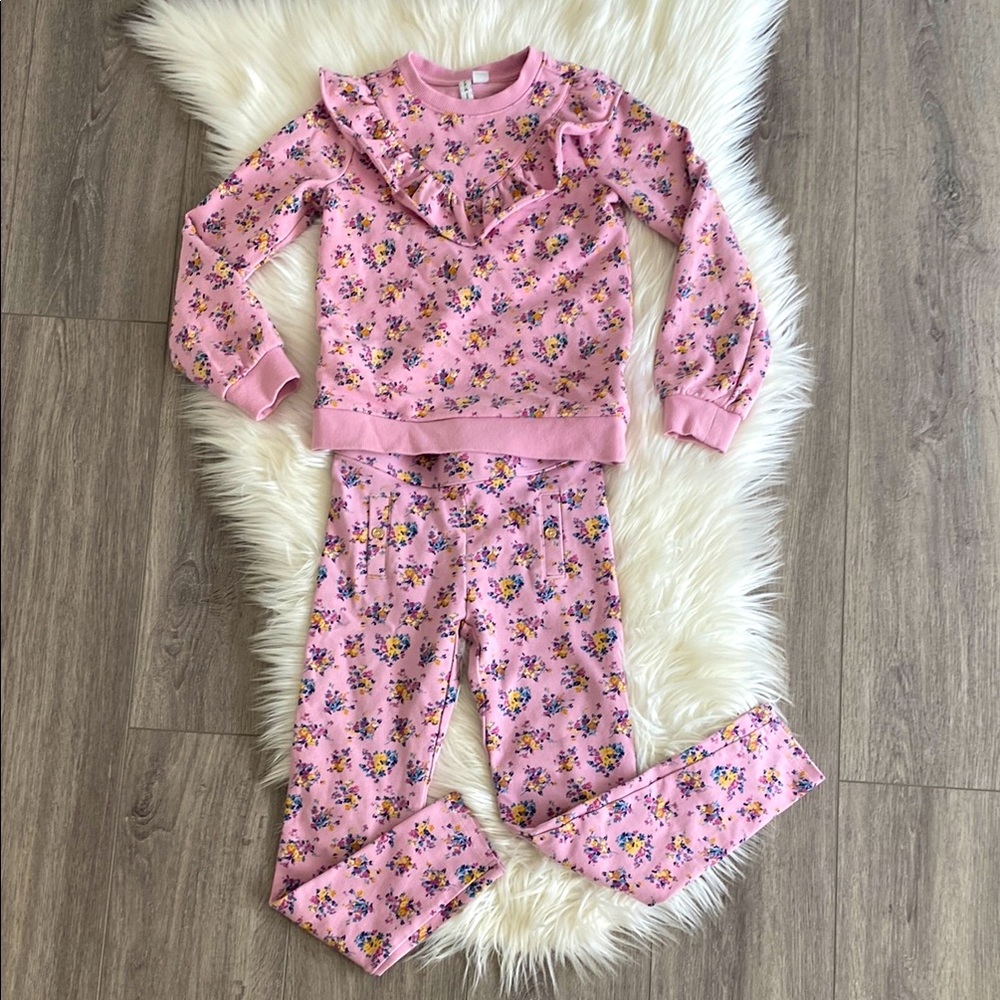 Jeannie and Jack Floral Pink Ruffle Set Sz 8